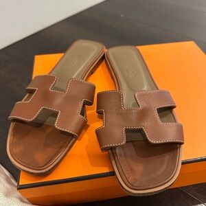 Authentic Hermes Gold Oran Sandals 36.5 US size 6